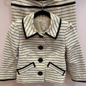 Nanette Lepore Houndstooth Black Cream Plaid Suit Set Size 2/4